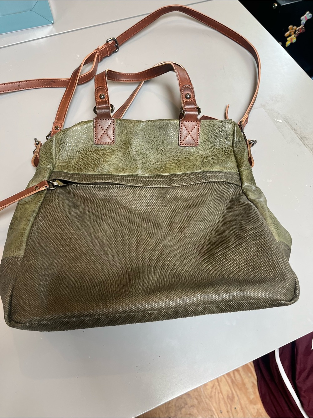 Moda Luxe Olive and Brown Convertible Shoulder Bag
